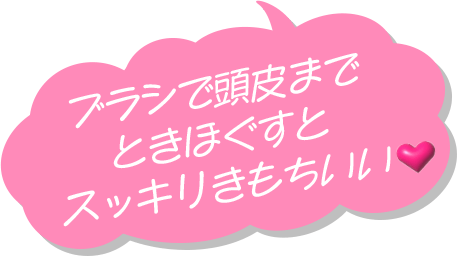 ブラシで頭皮までときほぐすとスッキリきもちいい